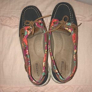 Blue and floral sperrys
